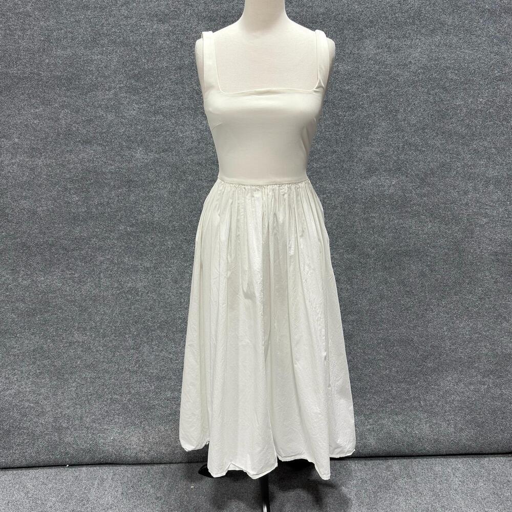 Rue Sophie Dress Womens S White Square Neck Strappy Maxi Sundress Lined Summer